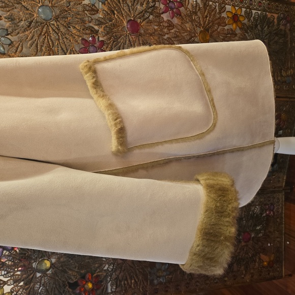 Faux Fur Shearling Hooded Coat Womens Size Large Brown Cream - Picture 5 of 15